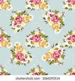 Seamless floral pattern with peony Vector Illustration