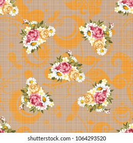 Seamless floral pattern with peony Vector Illustration