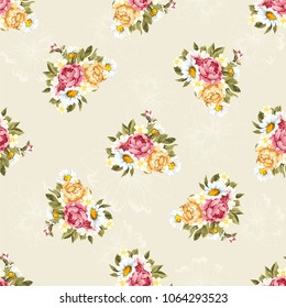 Seamless floral pattern with peony Vector Illustration
