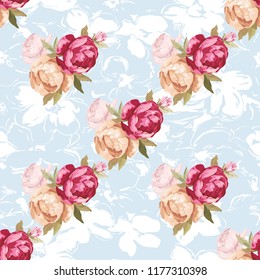 Seamless floral pattern with peony Vector Illustration
