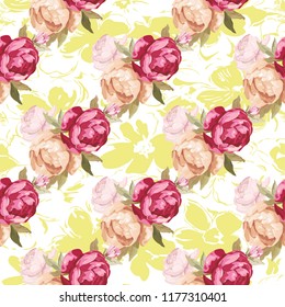Seamless floral pattern with peony Vector Illustration