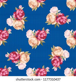 Seamless floral pattern with peony Vector Illustration