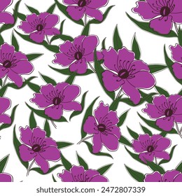 Seamless floral pattern with Peony. Vector illustration