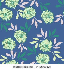 Patrón floral sin costuras con peonía. Ilustración vectorial
