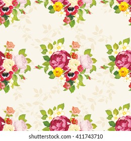 Seamless floral pattern with peony Vector Illustration EPS8
