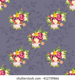 Seamless floral pattern with peony Vector Illustration EPS8