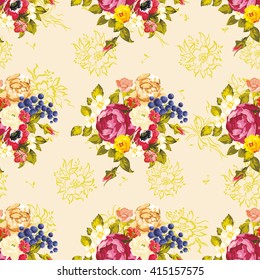 Seamless floral pattern with peony Vector Illustration EPS8