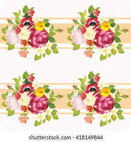 Seamless floral pattern with peony Vector Illustration EPS8
