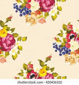 Seamless floral pattern with peony Vector Illustration EPS8