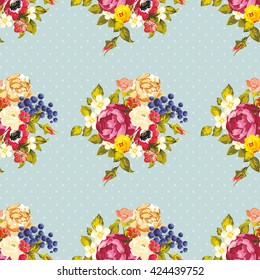 Seamless floral pattern with peony Vector Illustration EPS8