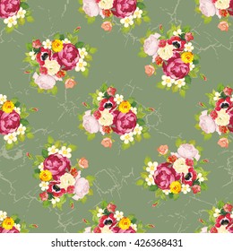 Seamless floral pattern with peony Vector Illustration EPS8