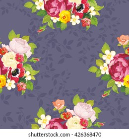 Patrón floral sin fisuras con peony Vector Illustration EPS8