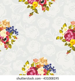 Seamless floral pattern with peony Vector Illustration EPS8