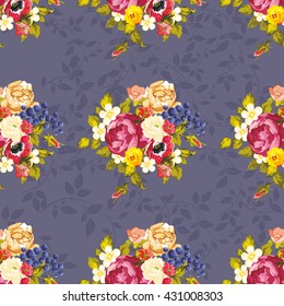 Seamless floral pattern with peony Vector Illustration EPS8