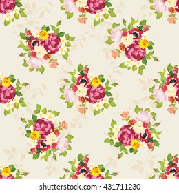 Seamless floral pattern with peony Vector Illustration EPS8