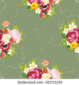 Seamless floral pattern with peony Vector Illustration EPS8