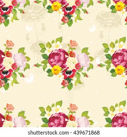 Patrón floral sin fisuras con peony Vector Illustration EPS8