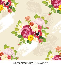 Seamless floral pattern with peony Vector Illustration EPS8