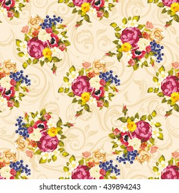 Seamless floral pattern with peony Vector Illustration EPS8