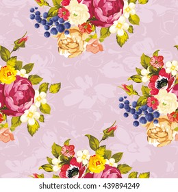 Seamless floral pattern with peony Vector Illustration EPS8