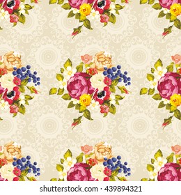 Patrón floral sin fisuras con peony Vector Illustration EPS8