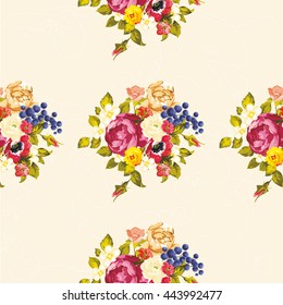 Seamless floral pattern with peony Vector Illustration EPS8