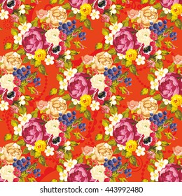 Padrão floral sem emenda com peônia Ilustração de vetor EPS8