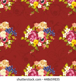 Seamless floral pattern with peony Vector Illustration EPS8