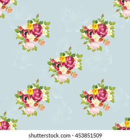 Patrón floral sin fisuras con peony Vector Illustration EPS8