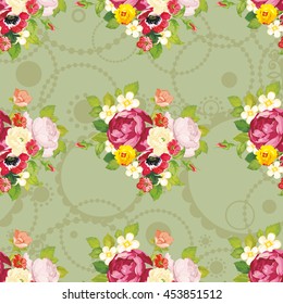 Patrón floral sin fisuras con peony Vector Illustration EPS8