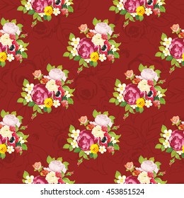 Seamless floral pattern with peony Vector Illustration EPS8