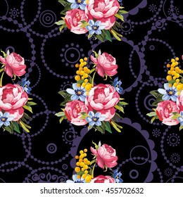 Seamless floral pattern with peony Vector Illustration EPS8