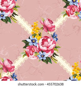 Seamless floral pattern with peony Vector Illustration EPS8
