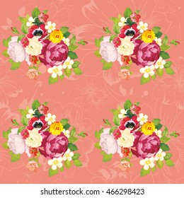 Seamless floral pattern with peony Vector Illustration EPS8