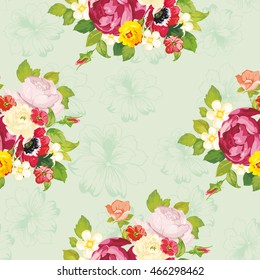 Patrón floral sin fisuras con peony Vector Illustration EPS8