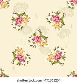 Seamless floral pattern with peony Vector Illustration EPS8