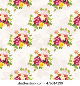 Seamless floral pattern with peony Vector Illustration EPS8