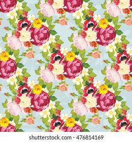 Seamless floral pattern with peony Vector Illustration EPS8