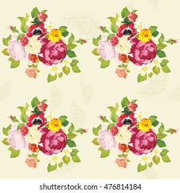 Seamless floral pattern with peony Vector Illustration EPS8