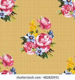 Seamless floral pattern with peony Vector Illustration EPS8