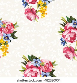 Seamless floral pattern with peony Vector Illustration EPS8
