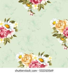 Seamless floral pattern with peony Vector Illustration EPS8

