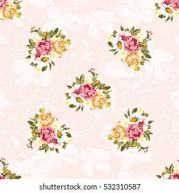 Patrón floral sin fisuras con peony Vector Illustration EPS8
