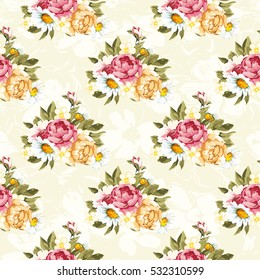 Seamless floral pattern with peony Vector Illustration EPS8
