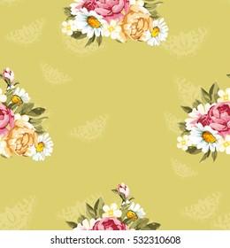 Seamless floral pattern with peony Vector Illustration EPS8
