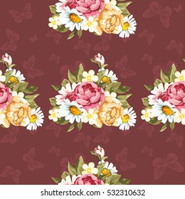 Seamless floral pattern with peony Vector Illustration EPS8
