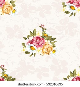 Patrón floral sin fisuras con peony Vector Illustration EPS8
