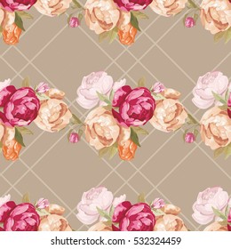 Seamless floral pattern with peony Vector Illustration EPS8