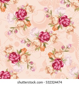 Seamless floral pattern with peony Vector Illustration EPS8