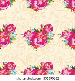 Seamless floral pattern with peony Vector Illustration EPS8
